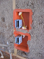 Closeup of electrical boxes for reducting infiltration