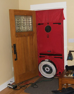 Blower Door Mounted in Place of Front Door